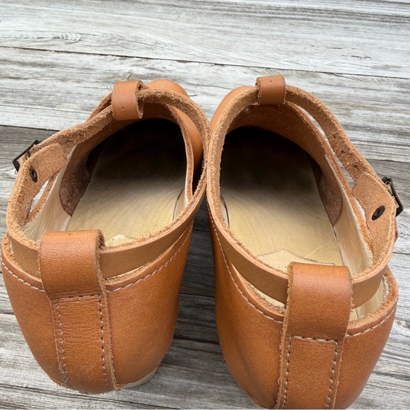 No.6 Palomino Leather Strap Clogs Alder Wood Heel EU 40 US 9 - Picture 12 of 12